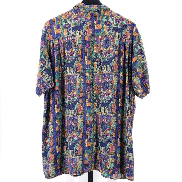 90s rayon southwestern print shirt 1990s vintage - Picture 2 of 4
